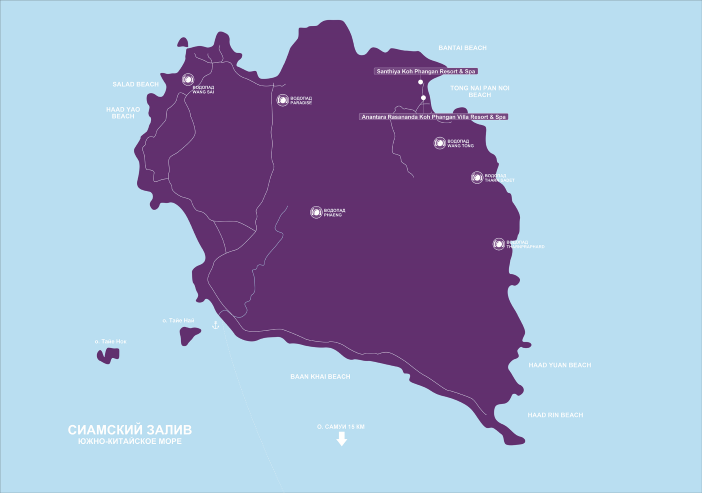 Карта острова Пханган